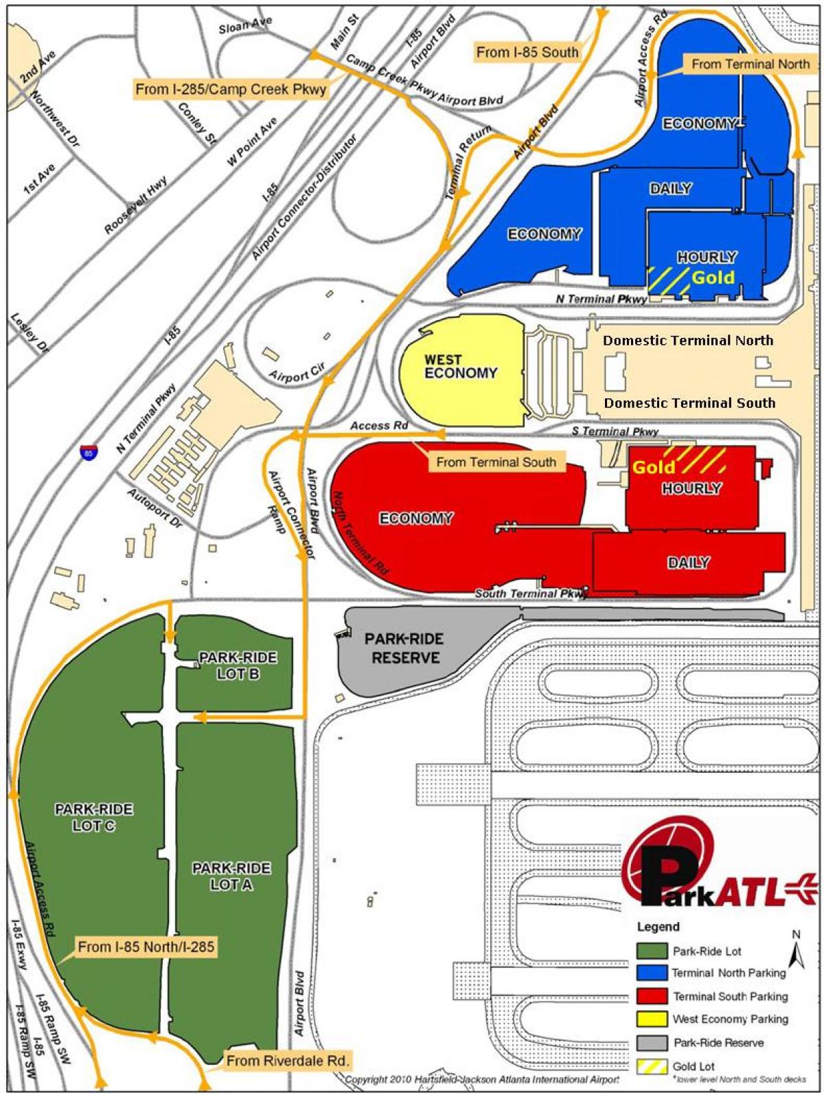 Atlantas hārtsfīlda lidostas autostāvvieta kartē
