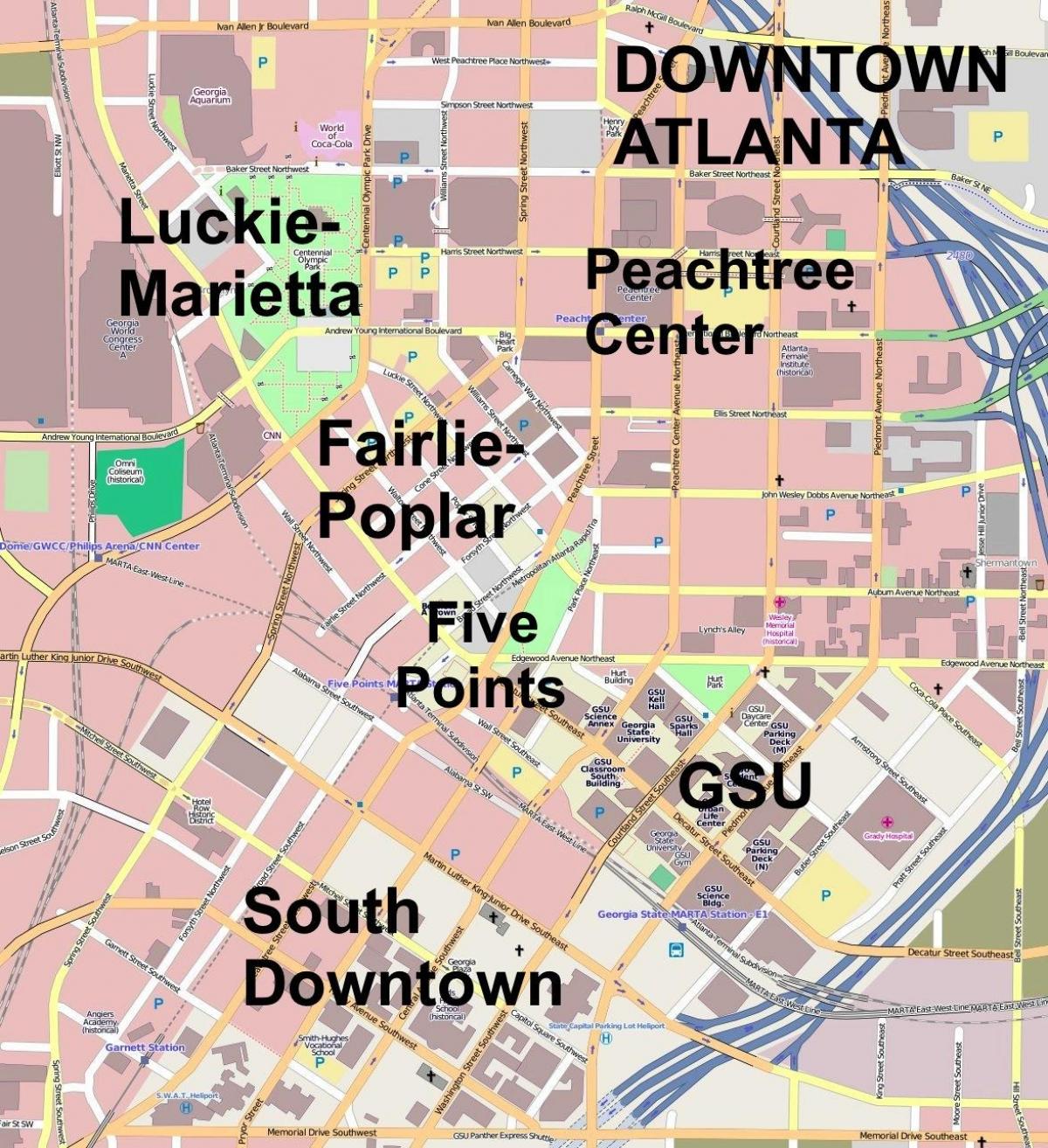 karte downtown Atlanta