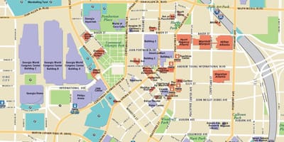 Atlanta tūrisma objektiem kartē