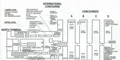 Atlanta airport starptautiskā termināla kartē